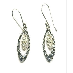 Sterling Silver Marcasite & Crystal or CZ Dangle Earrings By MALANI